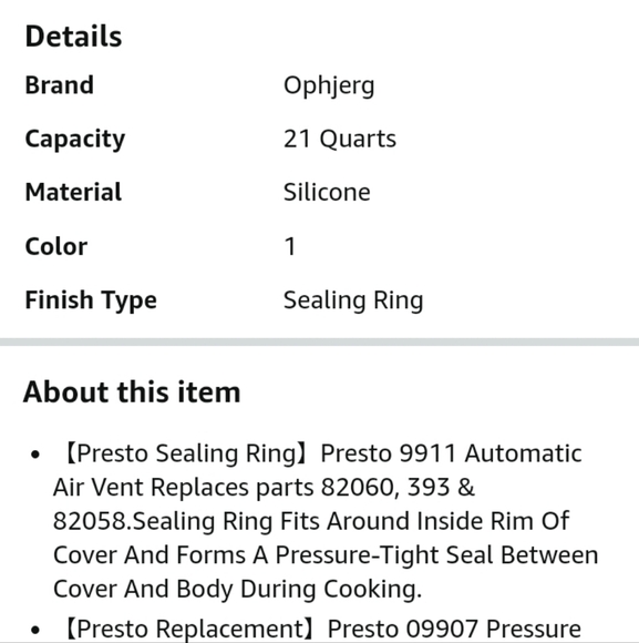 3 For $15 /NWOT Pressure Canner Sealing Ring and for Presto CA16, CA16H, & 21 qt - Picture 3 of 16